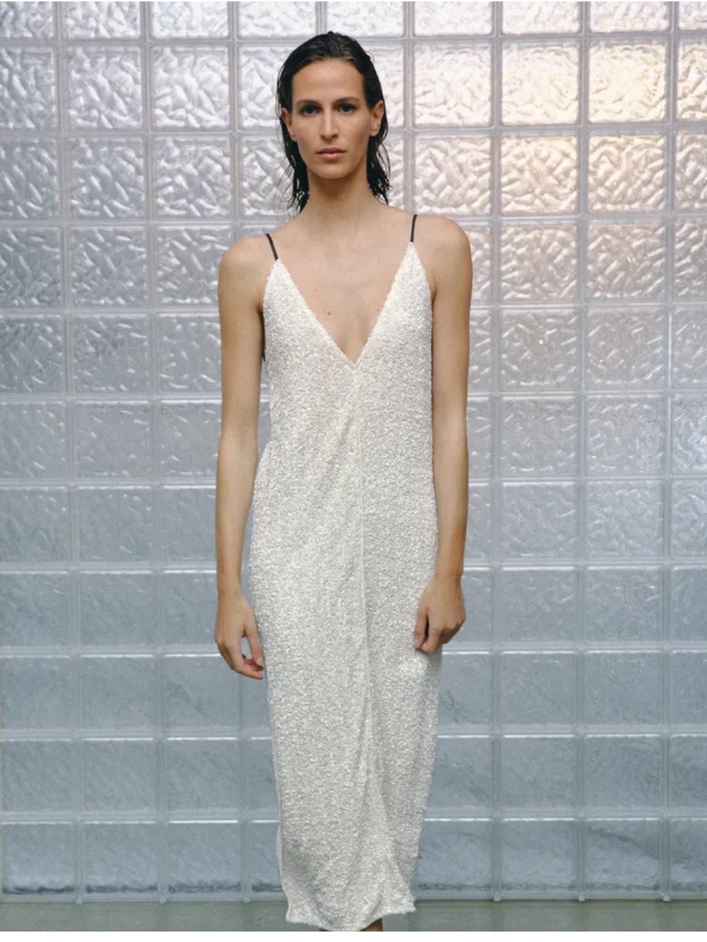 ZARA Sequin Slip Dress with Delicate Contrast Straps size M